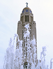 Nebraska State Capitol tower, with fountain