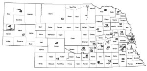 Nebraska Statewide black and white outline map