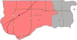Sarpy County congressional district color map